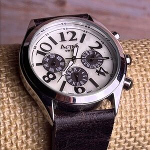 Activa Swiss Watch with Brown Leather Strap Needs a battery
